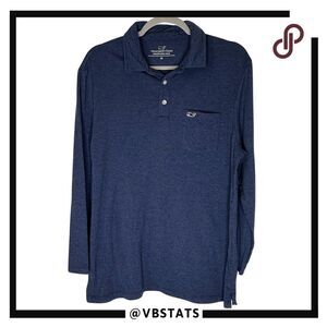 Vineyard Vines Men's Edgartown Long Sleeve Pima Cotton Polo Shirt Navy Sz Medium